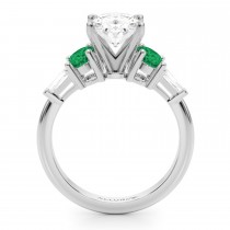 Oval Lab Grown Diamond & Emerald Engagement Ring 18K White Gold (3.98ct)