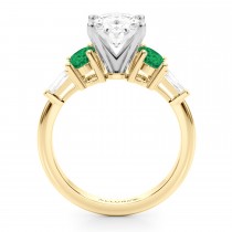 Oval Lab Grown Diamond & Emerald Engagement Ring 18K Yellow Gold (3.98ct)