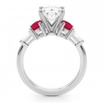 Oval Lab Grown Diamond & Ruby Engagement Ring in Palladium (4.24ct)