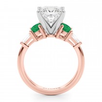 Princess Cut Lab Grown Diamond & Oval Emerald Engagement Ring 14K Rose Gold (3.98ct)