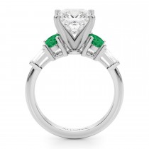 Princess Cut Lab Grown Diamond & Oval Emerald Engagement Ring in Platinum (3.98ct)
