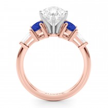 Pear Lab Grown Diamond & Oval Blue Sapphire Engagement Ring 18K Rose Gold (4.32ct)
