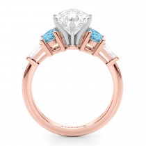 Pear Lab Grown Diamond & Oval Blue Topaz Engagement Ring 18K Rose Gold (4.18ct)