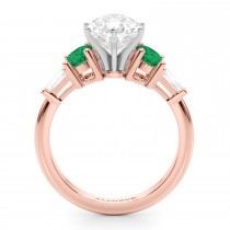 Pear Lab Grown Diamond & Oval Emerald Engagement Ring 18K Rose Gold (3.98ct)
