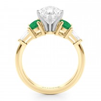 Pear Lab Grown Diamond & Oval Emerald Engagement Ring 18K Yellow Gold (3.98ct)