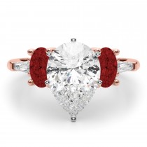 Pear Lab Grown Diamond & Oval Garnet Engagement Ring 18K Rose Gold (4.18ct)