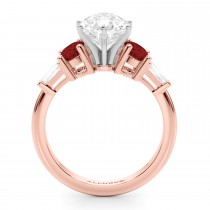 Pear Lab Grown Diamond & Oval Garnet Engagement Ring 18K Rose Gold (4.18ct)