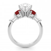 Pear Lab Grown Diamond & Oval Garnet Engagement Ring 18K White Gold (4.18ct)
