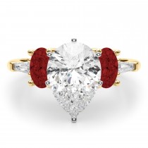 Pear Lab Grown Diamond & Oval Garnet Engagement Ring 18K Yellow Gold (4.18ct)