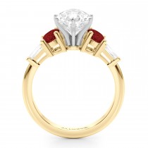 Pear Lab Grown Diamond & Oval Garnet Engagement Ring 18K Yellow Gold (4.18ct)
