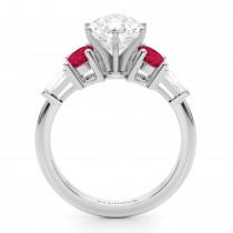 Pear Lab Grown Diamond & Oval Ruby Engagement Ring 14K White Gold (4.24ct)