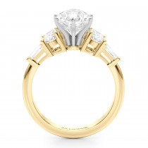 Pear Moissanite & Lab Grown Diamond Engagement Ring 14K Yellow Gold (4.18ct)