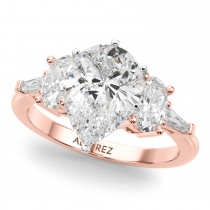 Pear Moissanite & Lab Grown Diamond Engagement Ring 18K Rose Gold (4.18ct)