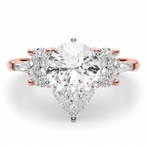 Pear Moissanite & Lab Grown Diamond Engagement Ring 18K Rose Gold (4.18ct)