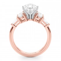 Pear Moissanite & Lab Grown Diamond Engagement Ring 18K Rose Gold (4.18ct)
