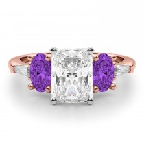 Radiant Lab Grown Diamond & Oval Amethyst Engagement Ring 18K Rose Gold (3.98ct)