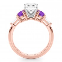 Radiant Lab Grown Diamond & Oval Amethyst Engagement Ring 18K Rose Gold (3.98ct)