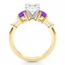 Radiant Lab Grown Diamond & Oval Amethyst Engagement Ring 18K Yellow Gold (3.98ct)