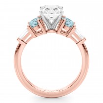 Radiant Lab Grown Diamond & Oval Aquamarine Engagement Ring 18K Rose Gold (3.98ct)