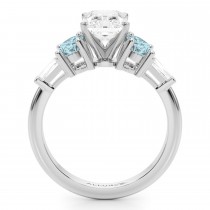 Radiant Lab Grown Diamond & Oval Aquamarine Engagement Ring 18K White Gold (3.98ct)