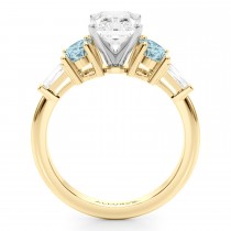 Radiant Lab Grown Diamond & Oval Aquamarine Engagement Ring 18K Yellow Gold (3.98ct)