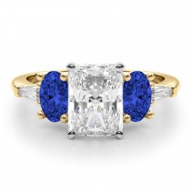 Radiant Lab Grown Diamond & Oval Blue Sapphire Engagement Ring 14K Yellow Gold (4.32ct)