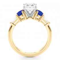 Radiant Lab Grown Diamond & Oval Blue Sapphire Engagement Ring 14K Yellow Gold (4.32ct)