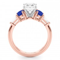 Radiant Lab Grown Diamond & Oval Blue Sapphire Engagement Ring 18K Rose Gold (4.32ct)