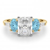 Radiant Lab Grown Diamond & Oval Blue Topaz Engagement Ring 14K Yellow Gold (4.18ct)