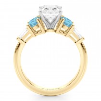 Radiant Lab Grown Diamond & Oval Blue Topaz Engagement Ring 14K Yellow Gold (4.18ct)
