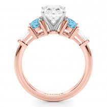 Radiant Lab Grown Diamond & Oval Blue Topaz Engagement Ring 18K Rose Gold (4.18ct)
