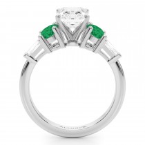 Radiant Lab Grown Diamond & Oval Emerald Engagement Ring in Palladium (3.98ct)