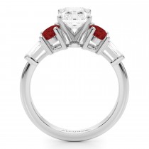 Radiant Lab Grown Diamond & Oval Garnet Engagement Ring 14K White Gold (4.18ct)