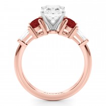 Radiant Lab Grown Diamond & Oval Garnet Engagement Ring 18K Rose Gold (4.18ct)