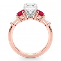 Radiant Lab Grown Diamond & Oval Ruby Engagement Ring 18K Rose Gold (4.24ct)