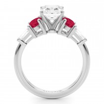 Radiant Lab Grown Diamond & Oval Ruby Engagement Ring 18K White Gold (4.24ct)