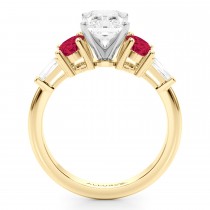 Radiant Lab Grown Diamond & Oval Ruby Engagement Ring 18K Yellow Gold (4.24ct)