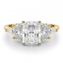Radiant Moissanite & Lab Grown Diamond Engagement Ring 18K Yellow Gold (4.18ct)