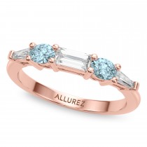 Cushion Lab Grown Diamond & Oval Aquamarine Bridal Set 14K Rose Gold (4.65ct)