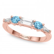 Cushion Lab Grown Diamond & Oval Blue Topaz Bridal Set 14K Rose Gold (4.97ct)