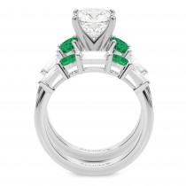 Cushion Lab Grown Diamond & Oval Emerald Bridal Set 18K White Gold (4.65ct)