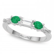Cushion Lab Grown Diamond & Oval Emerald Bridal Set 18K White Gold (4.65ct)