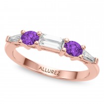 Marquise Lab Grown Diamond & Oval Amethyst Bridal Set 14K Rose Gold (4.65ct)