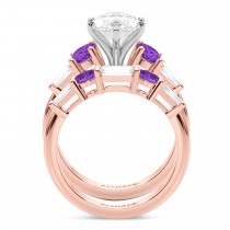 Marquise Lab Grown Diamond & Oval Amethyst Bridal Set 18K Rose Gold (4.65ct)