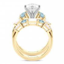Marquise Lab Grown Diamond & Oval Aquamarine Bridal Set 14K Yellow Gold (4.65ct)
