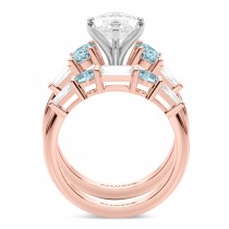 Marquise Lab Grown Diamond & Oval Aquamarine Bridal Set 18K Rose Gold (4.65ct)