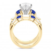 Marquise Lab Grown Diamond & Oval Blue Sapphire Bridal Set 14K Yellow Gold (5.17ct)