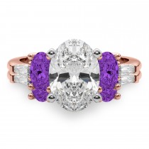 Oval Lab Grown Diamond & Amethyst Bridal Set 18K Rose Gold (4.65ct)