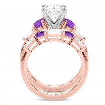 Oval Lab Grown Diamond & Amethyst Bridal Set 18K Rose Gold (4.65ct)