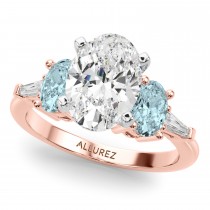 Oval Lab Grown Diamond & Aquamarine Bridal Set 18K Rose Gold (4.65ct)